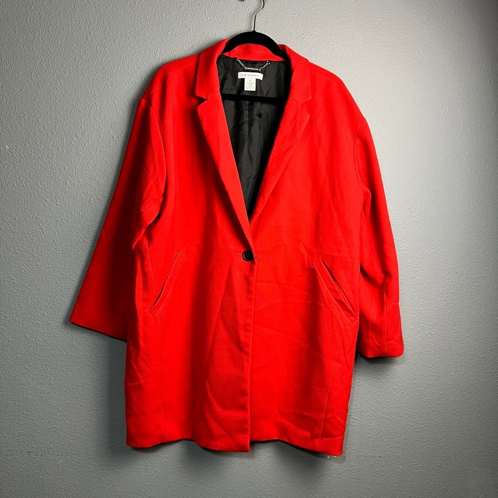 Liz Claiborne Women's Red Bold Coat Jacket XL Single‎ Button Lined Pockets